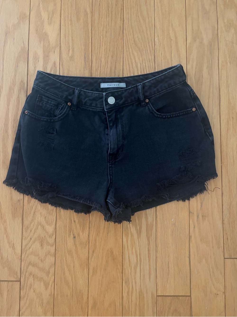 PacSun Black Distressed Denim Cutoff Shorts